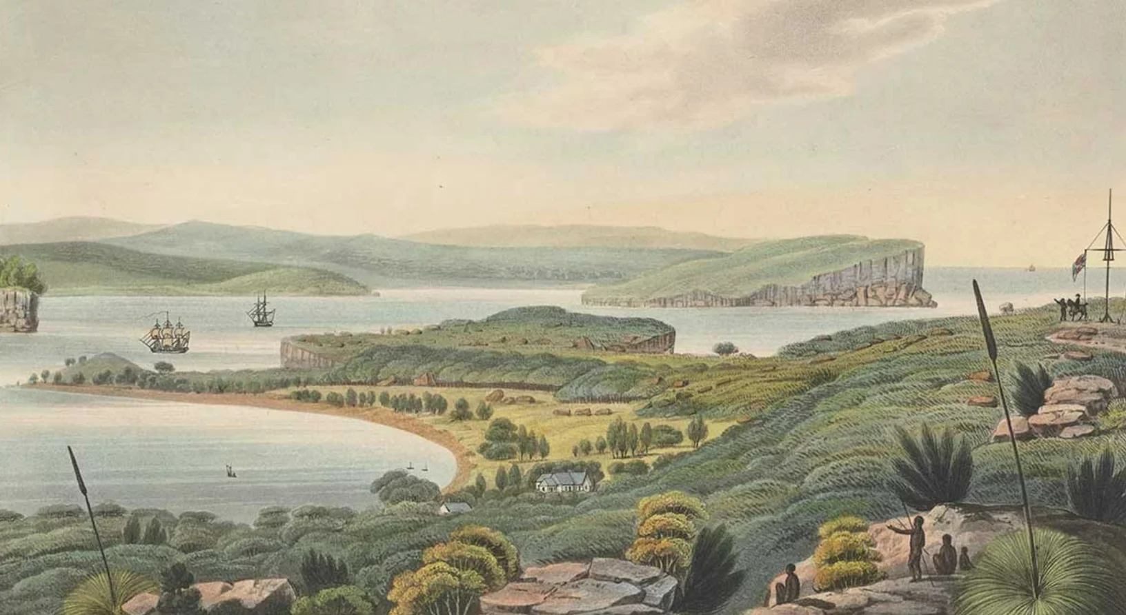 Aboriginal people near Port Jackson in historical artwork